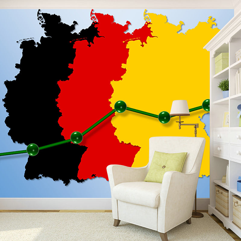 Map Illustration Wall Murals for Meeting Room Office Wall Art, Made to Measure