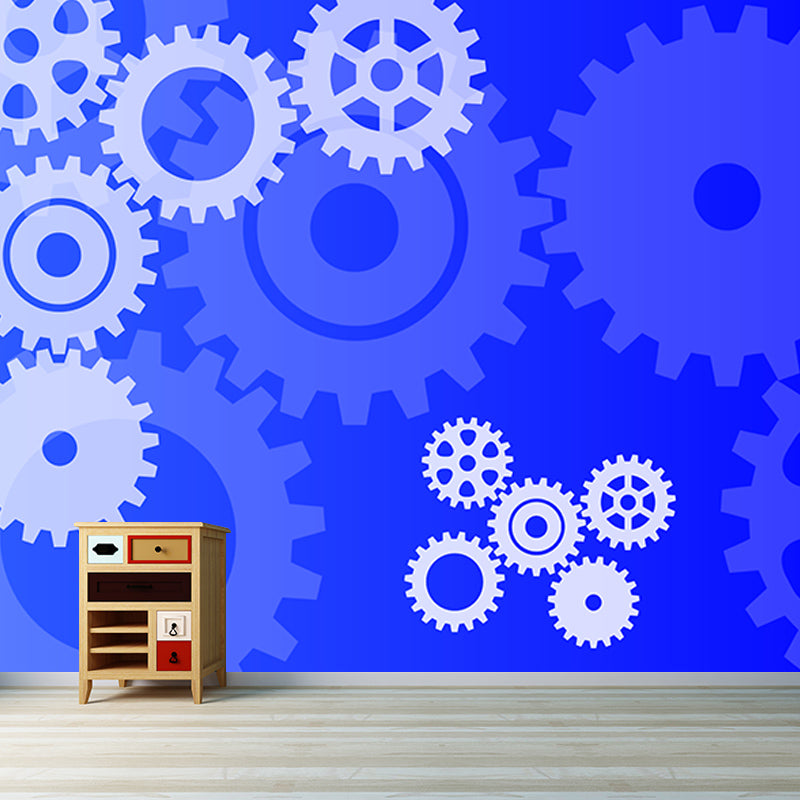 Gear Illustration Mural Wallpaper for Livingroom, Water Resistant, Made to Measure