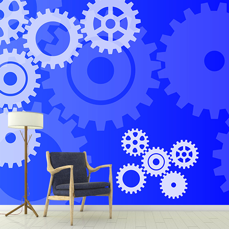 Gear Illustration Mural Wallpaper for Livingroom, Water Resistant, Made to Measure