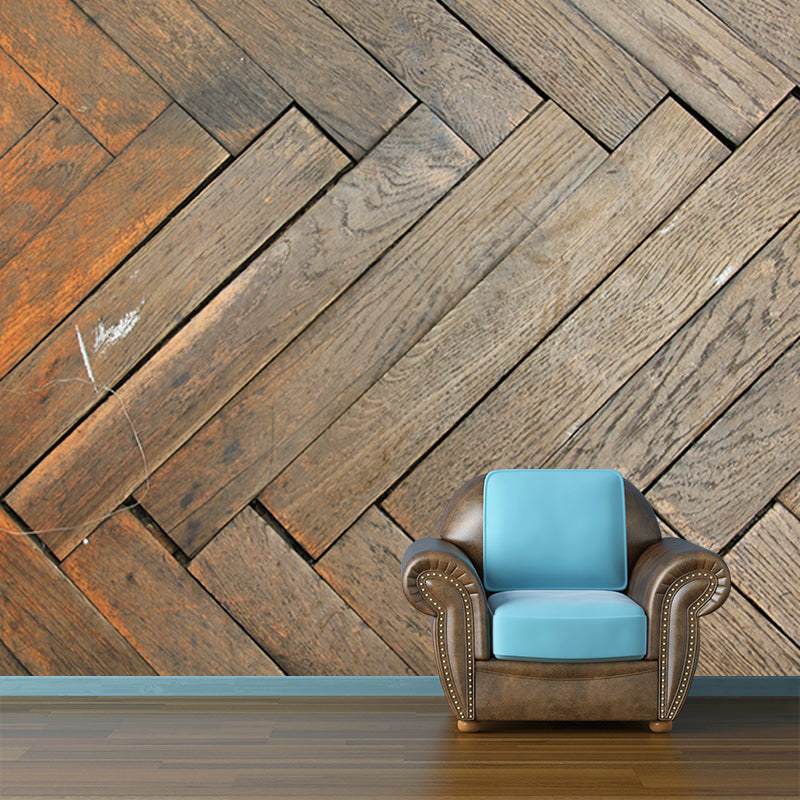Simple Wood Grain Mural Wallpaper for Living Room, Water Resistant, Custom Size