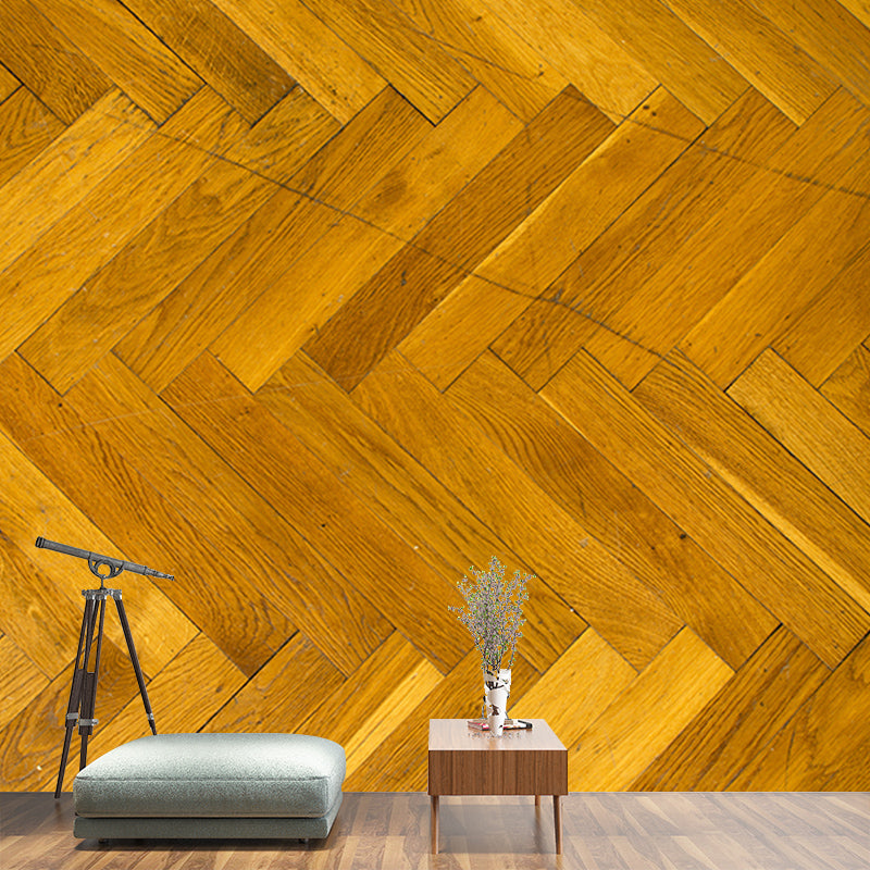 Simple Wood Grain Mural Wallpaper for Living Room, Water Resistant, Custom Size