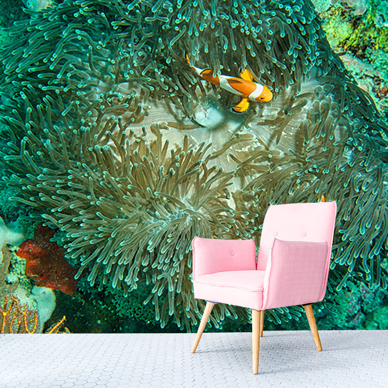 Shark Mural Undersea Creatures Decal Moisture Resistant for Sitting Room, Made to Measure