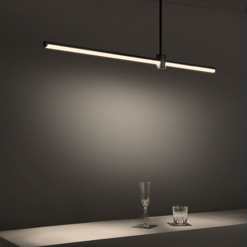 Modern LED Island Lighting Black Acrylic Chandelier Light Fixture for Bedroom