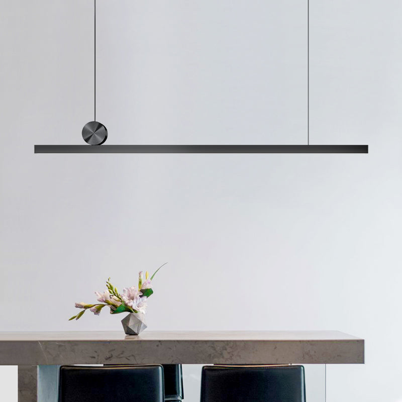 Black Modern LED Island Lighting Linear Aluminum Chandelier Light Fixture for Dining Room