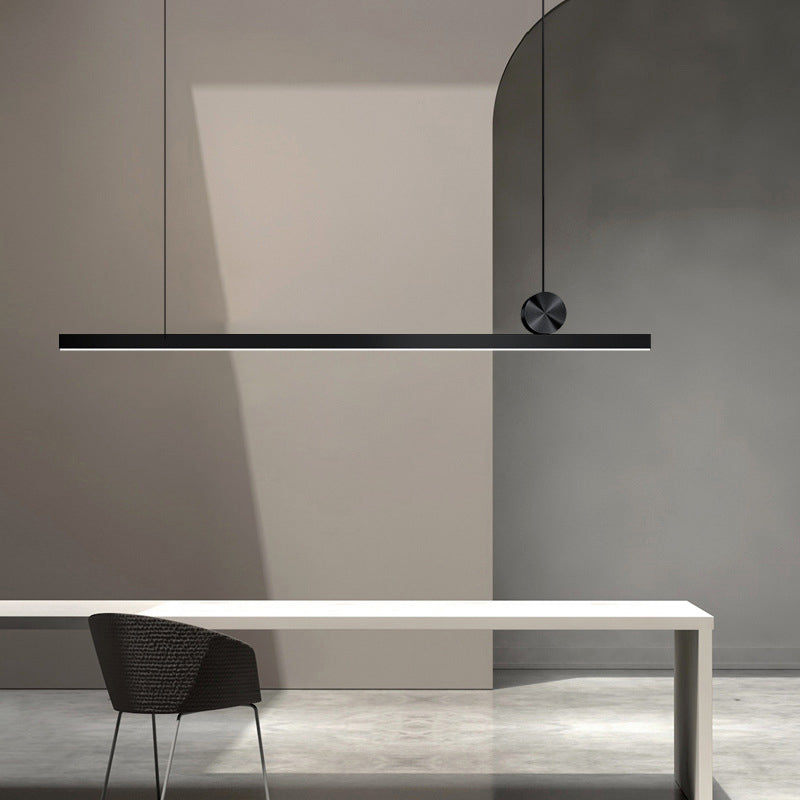 Black Modern LED Island Lighting Linear Aluminum Chandelier Light Fixture for Dining Room