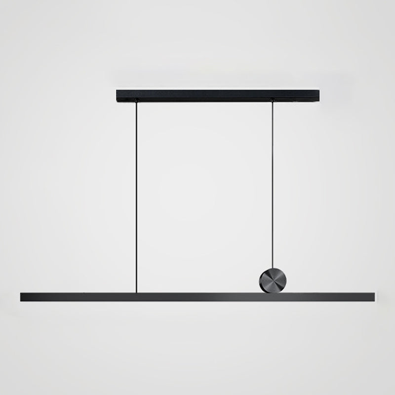 Black Modern LED Island Lighting Linear Aluminum Chandelier Light Fixture for Dining Room