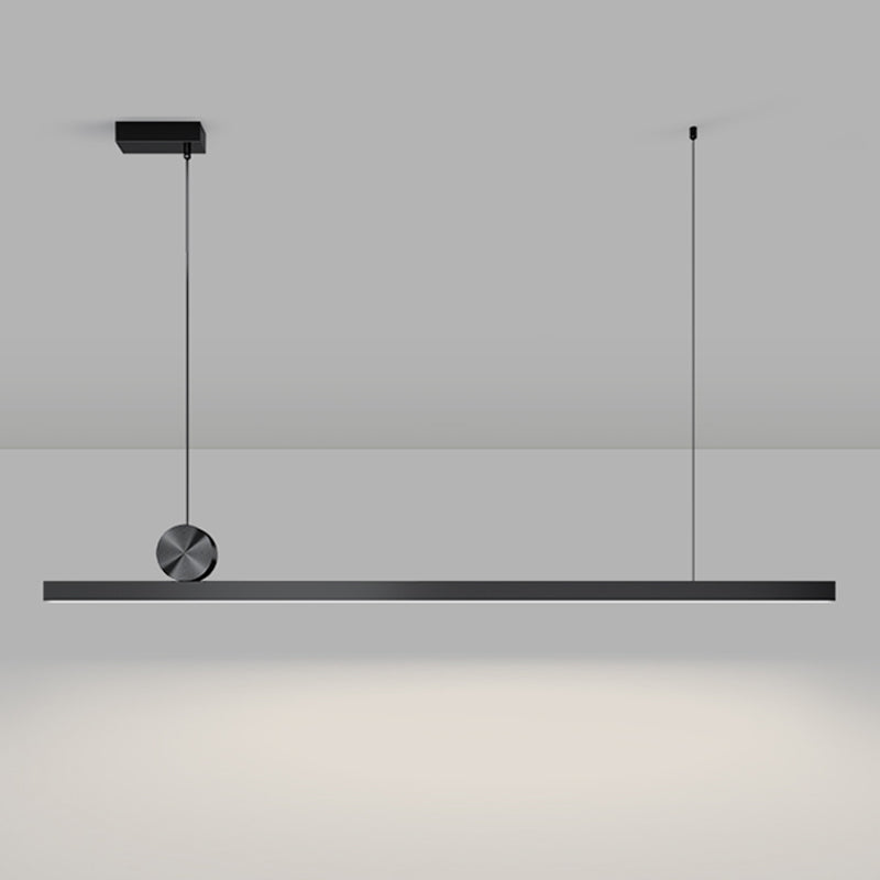 Black Modern LED Island Lighting Linear Aluminum Chandelier Light Fixture for Dining Room