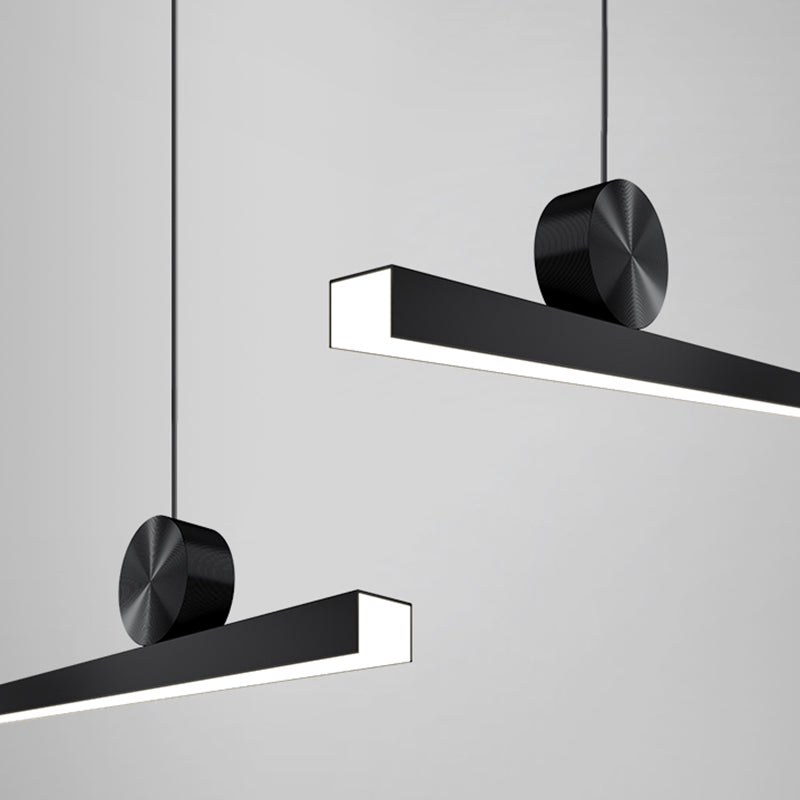 Black Modern LED Island Lighting Linear Aluminum Chandelier Light Fixture for Dining Room