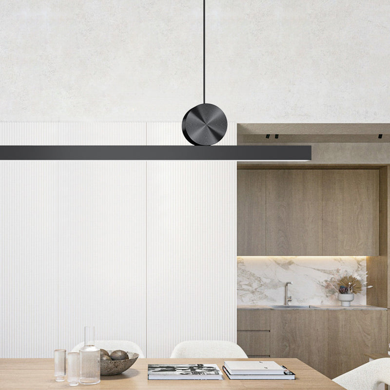 Black Modern LED Island Lighting Linear Aluminum Chandelier Light Fixture for Dining Room