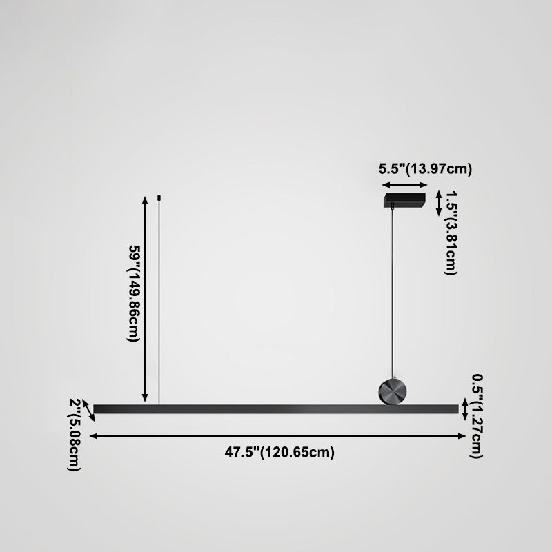 Black Modern LED Island Lighting Linear Aluminum Chandelier Light Fixture for Dining Room