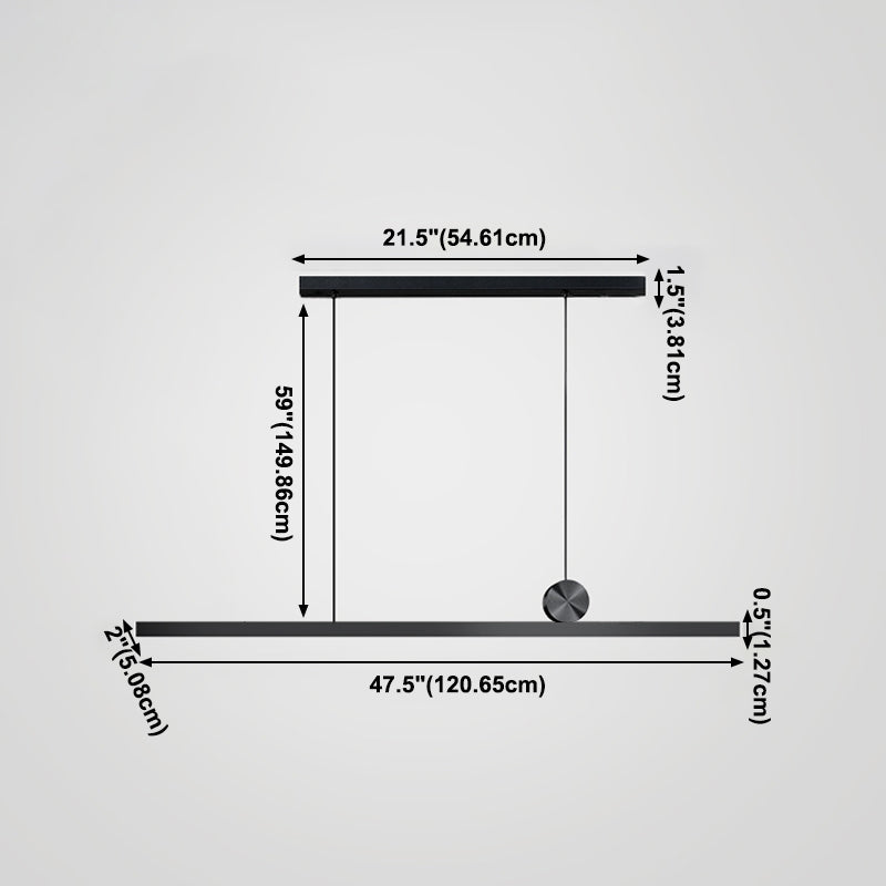 Black Modern LED Island Lighting Linear Aluminum Chandelier Light Fixture for Dining Room