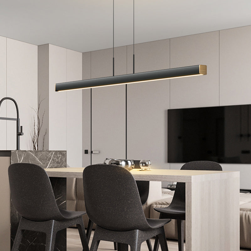 Ideas modernas de iluminación de la isla LED de hierro Lámpara lineal de lámpara lineal para el comedor