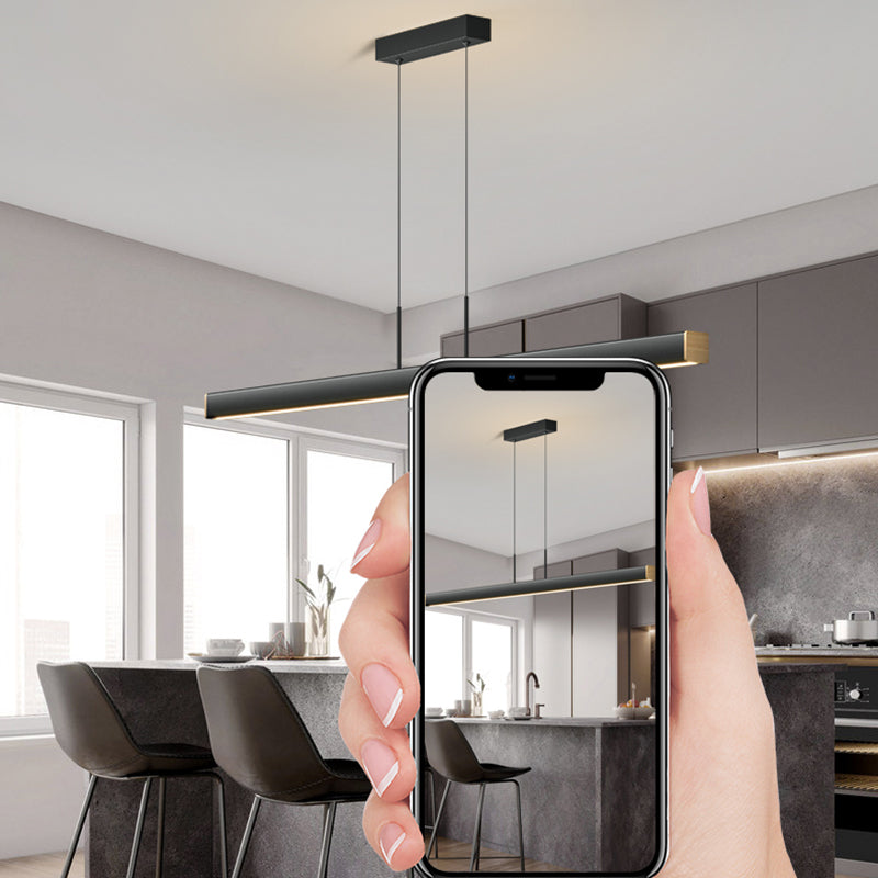 Ideas modernas de iluminación de la isla LED de hierro Lámpara lineal de lámpara lineal para el comedor