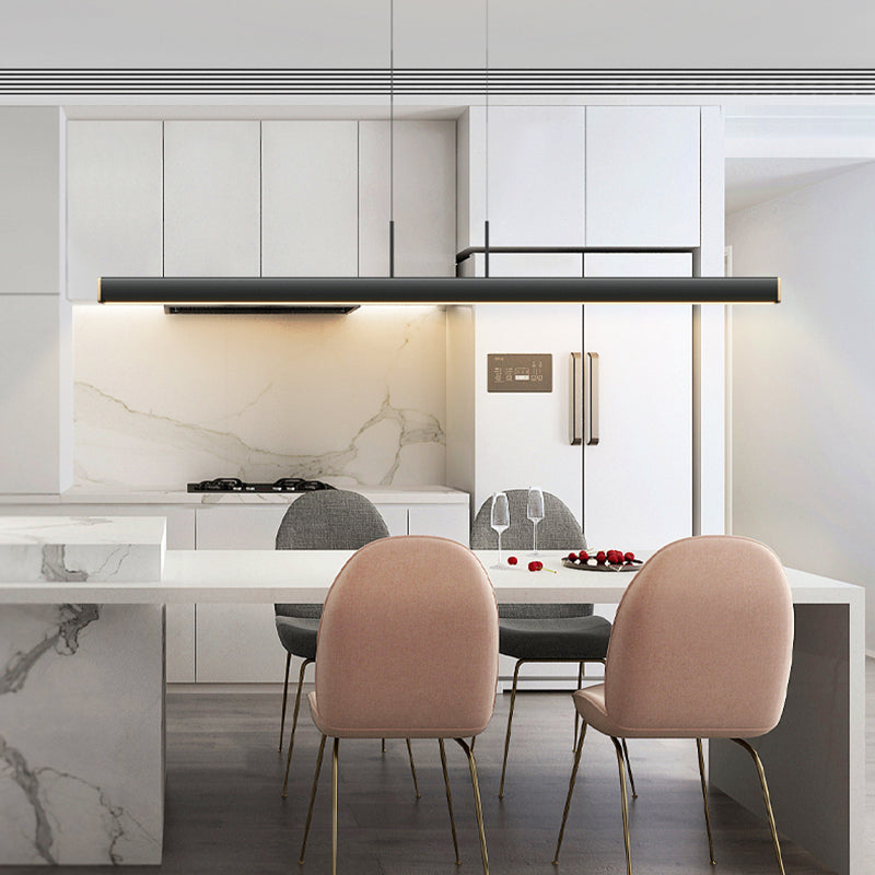 Modern Iron LED Island Lighting Ideas Linear Chandelier Lamp for Dining Room