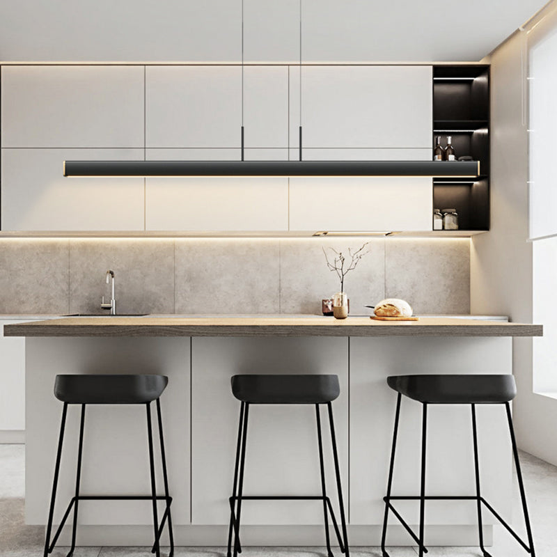 Ideas modernas de iluminación de la isla LED de hierro Lámpara lineal de lámpara lineal para el comedor