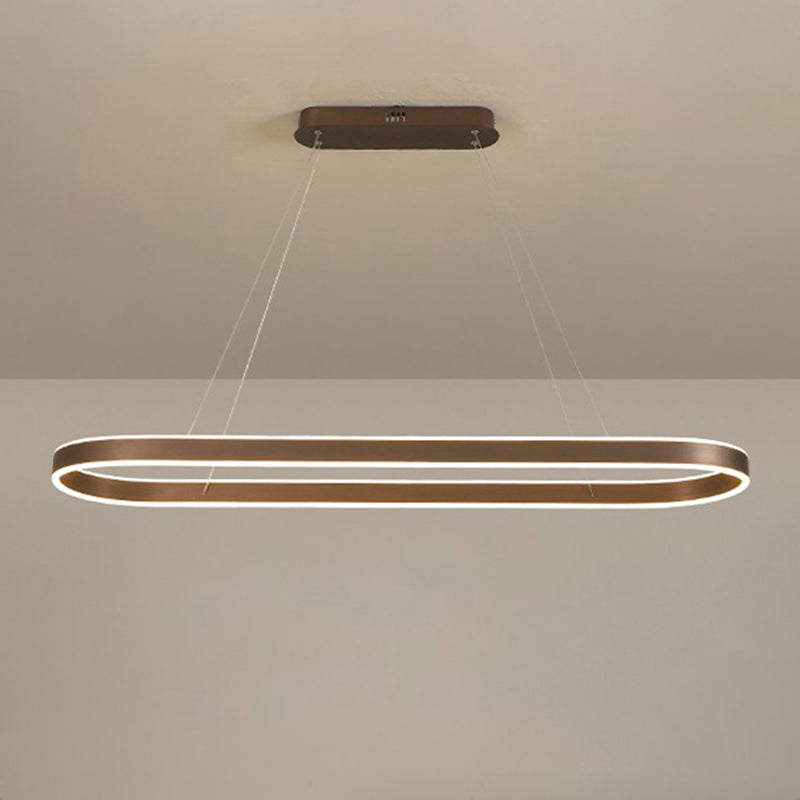 1-Light Minimalism Chandelier Lamp Oval LED Island Pendant for Study Room