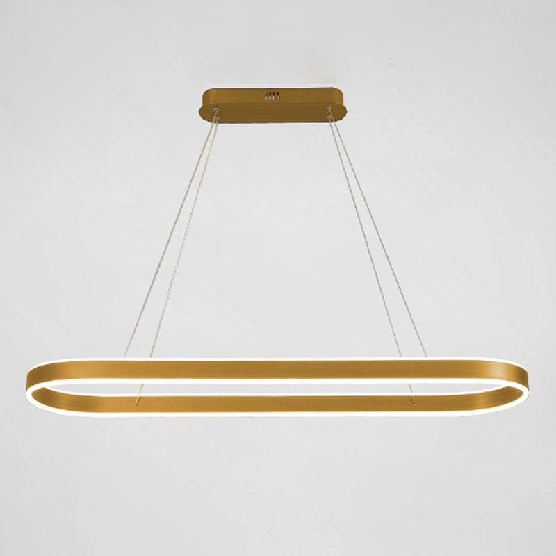 1-Light Minimalism Chandelier Lamp Oval LED Island Pendant for Study Room