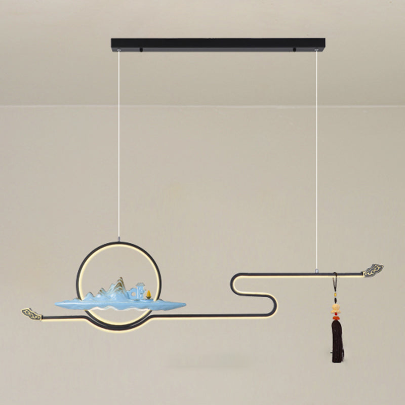 Resina luces colgantes colgantes chinas lámparas colgantes lineales modernas para comedor