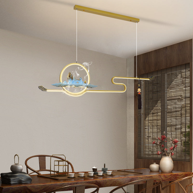 Resina luces colgantes colgantes chinas lámparas colgantes lineales modernas para comedor