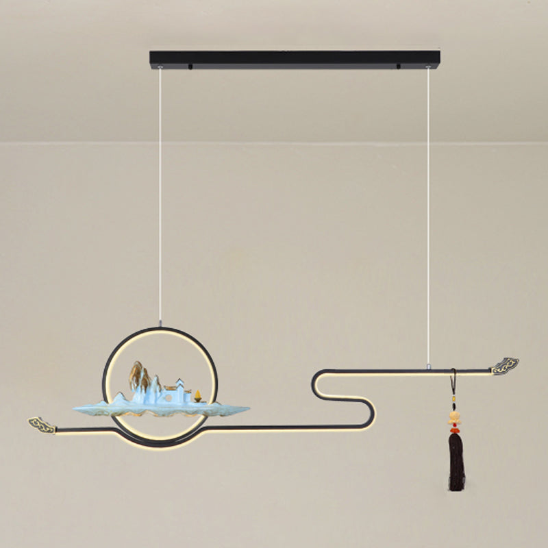 Resina luces colgantes colgantes chinas lámparas colgantes lineales modernas para comedor