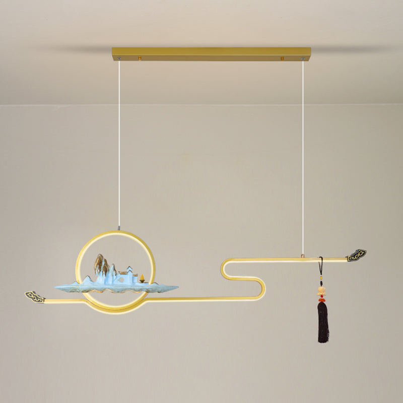 Resina luces colgantes colgantes chinas lámparas colgantes lineales modernas para comedor