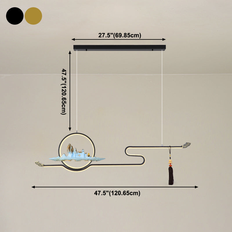 Resina luces colgantes colgantes chinas lámparas colgantes lineales modernas para comedor