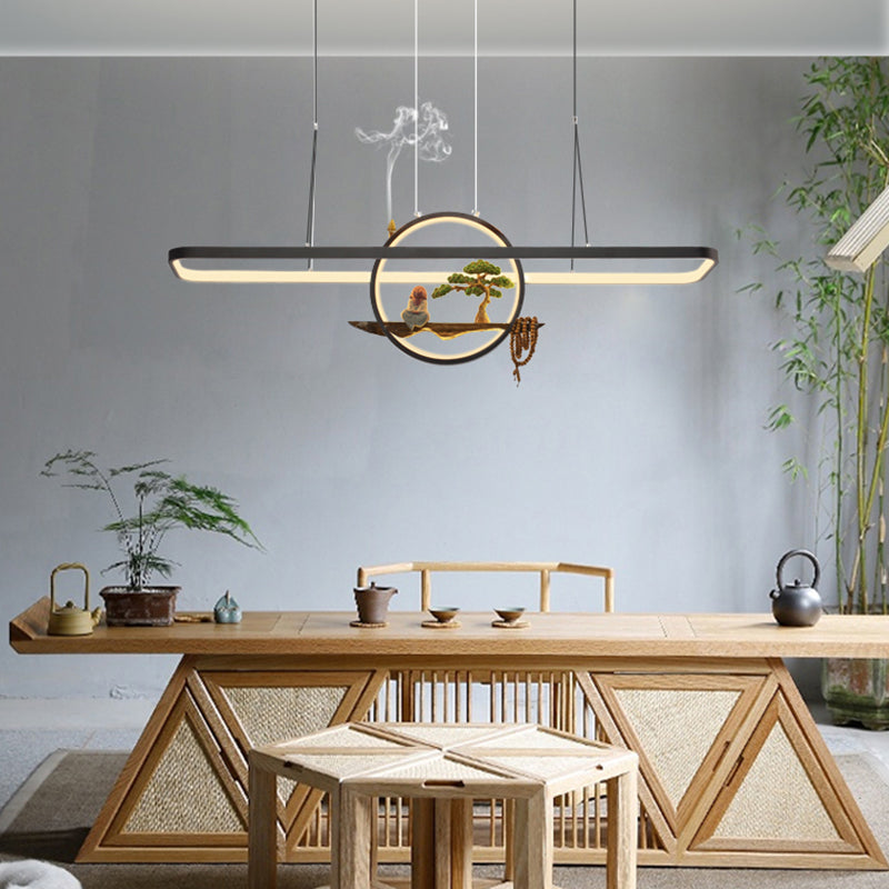 Aluminum Hanging Lights Rectangular Island Lighting Fixture for Dining Room