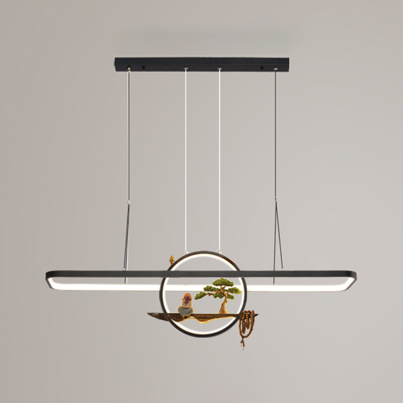 Aluminum Hanging Lights Rectangular Island Lighting Fixture for Dining Room