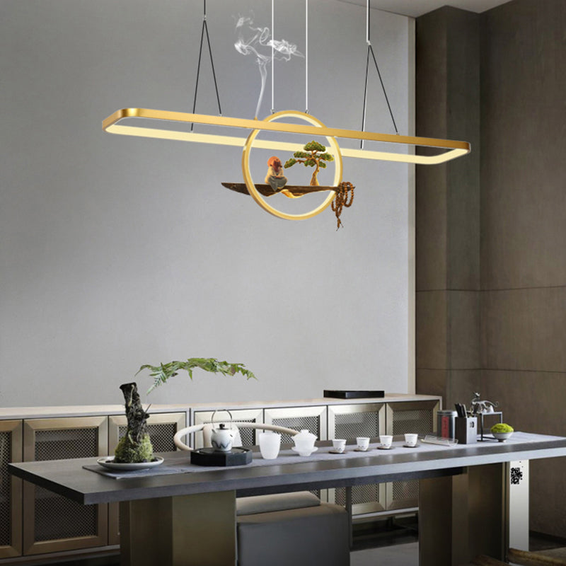 Aluminum Hanging Lights Rectangular Island Lighting Fixture for Dining Room