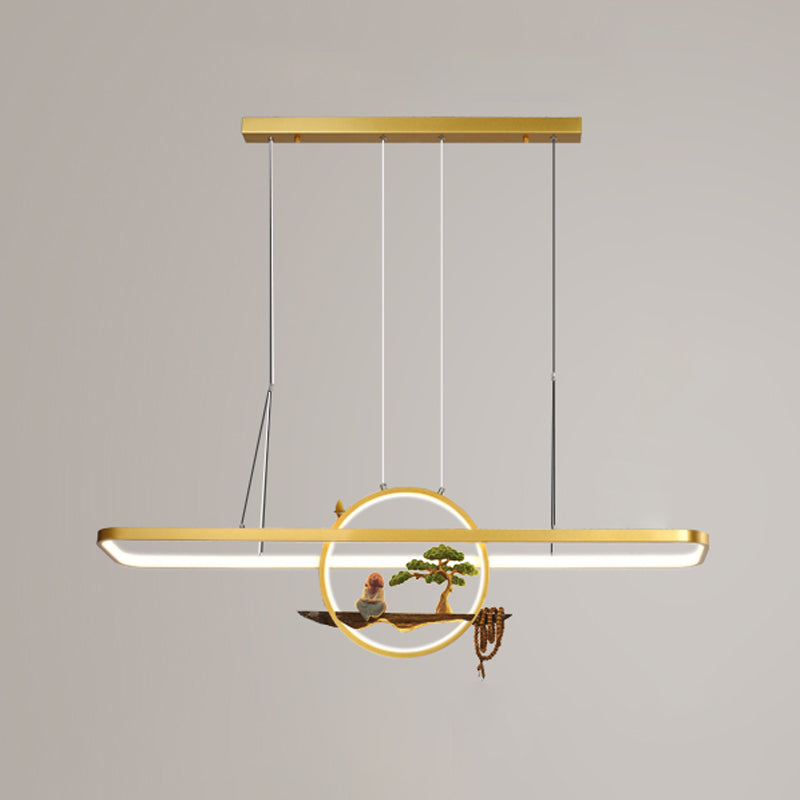 Aluminum Hanging Lights Rectangular Island Lighting Fixture for Dining Room