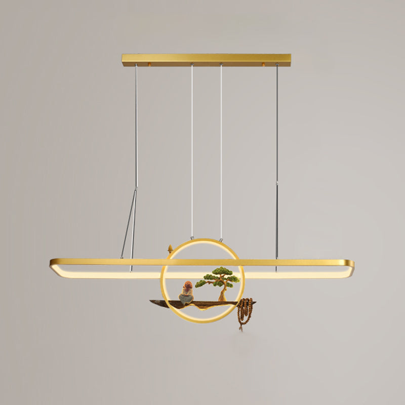 Aluminum Hanging Lights Rectangular Island Lighting Fixture for Dining Room