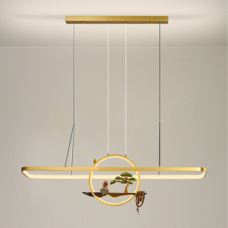 Aluminum Hanging Lights Rectangular Island Lighting Fixture for Dining Room