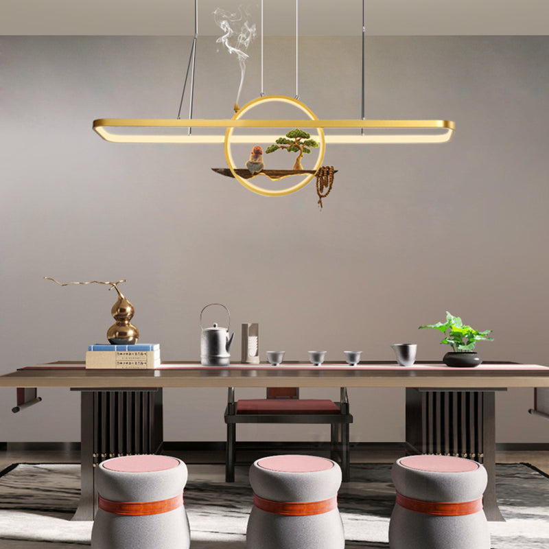 Aluminum Hanging Lights Rectangular Island Lighting Fixture for Dining Room