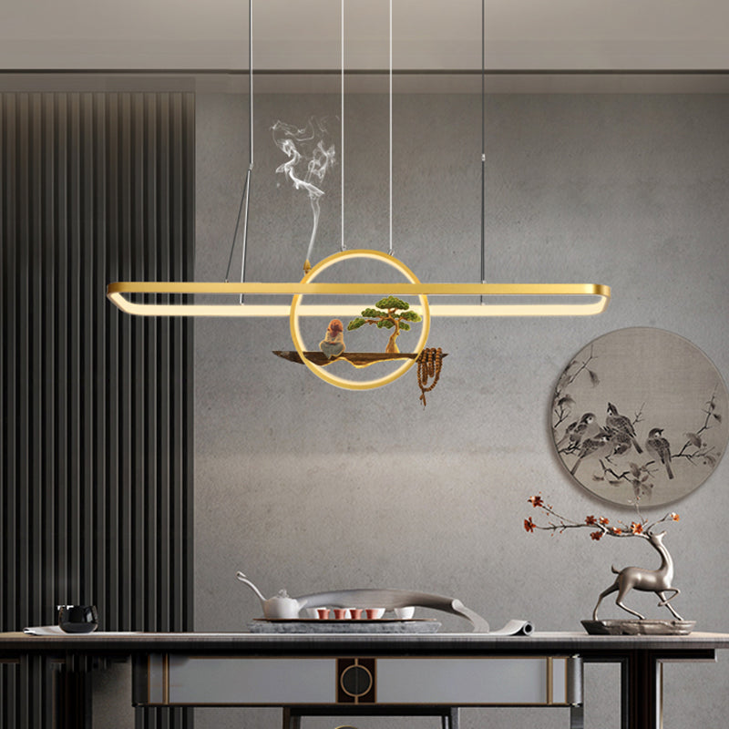 Aluminum Hanging Lights Rectangular Island Lighting Fixture for Dining Room