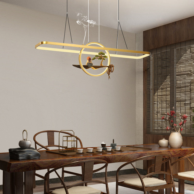 Aluminum Hanging Lights Rectangular Island Lighting Fixture for Dining Room