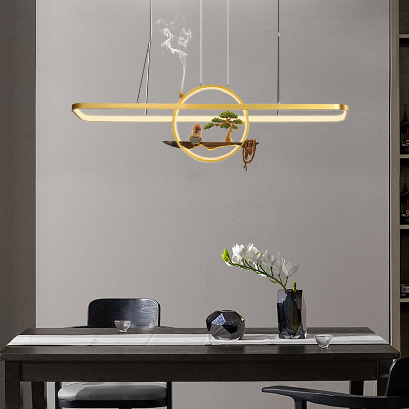 Aluminum Hanging Lights Rectangular Island Lighting Fixture for Dining Room