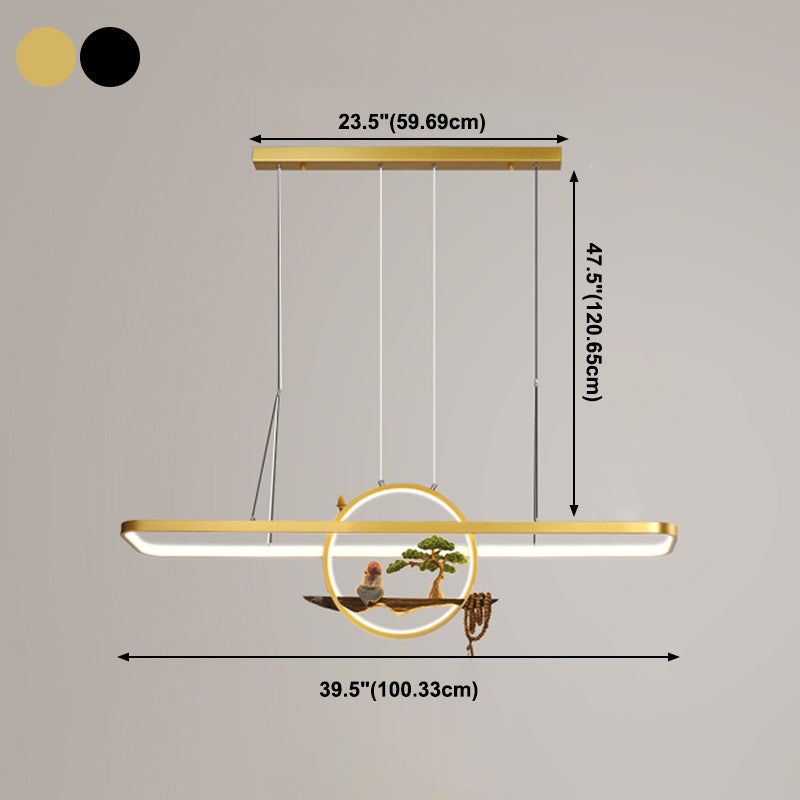 Aluminum Hanging Lights Rectangular Island Lighting Fixture for Dining Room