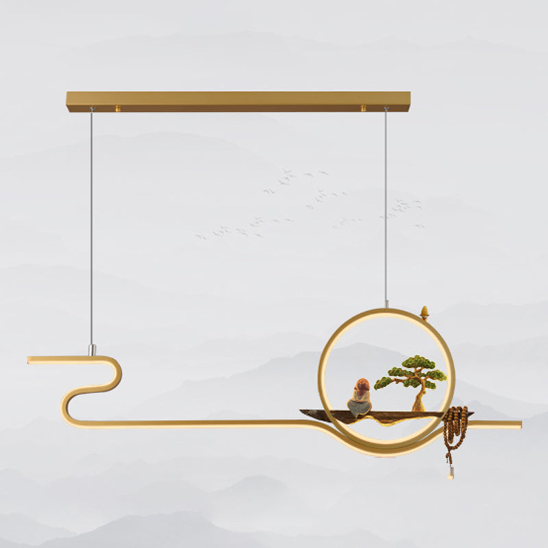 Tea Room Modern Island Lighting 2 Lights LED Linear Aluminum Pendant Light