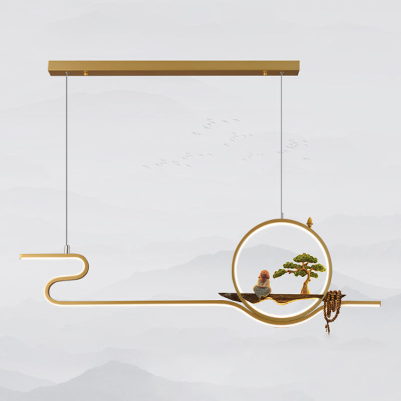 Tea Room Modern Island Lighting 2 Lights LED Linear Aluminum Pendant Light