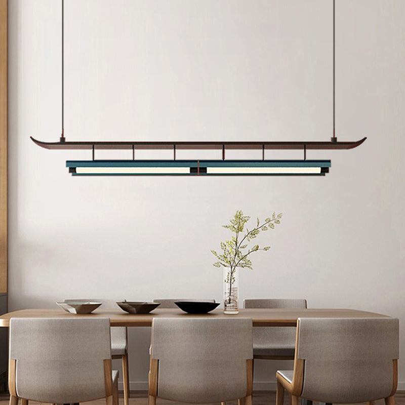 Holz linearer Deckenheize chinesische moderne Inselbeleuchtung für Bar