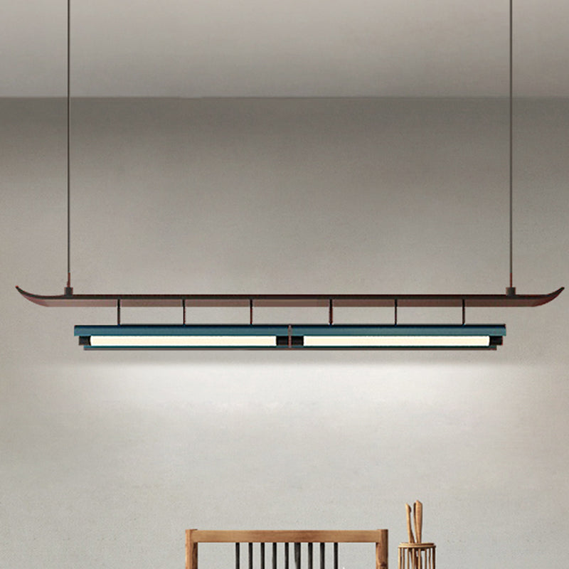 Wood Linear Ceiling Pendant Chinese Modern Island Lighting Fixtures for Bar