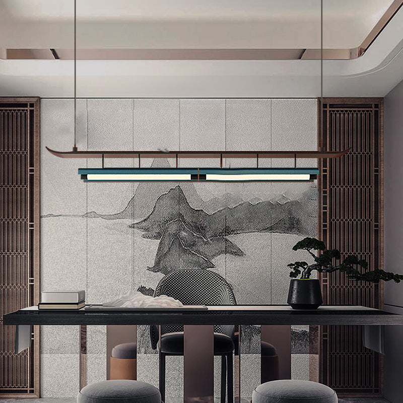 Holz linearer Deckenheize chinesische moderne Inselbeleuchtung für Bar