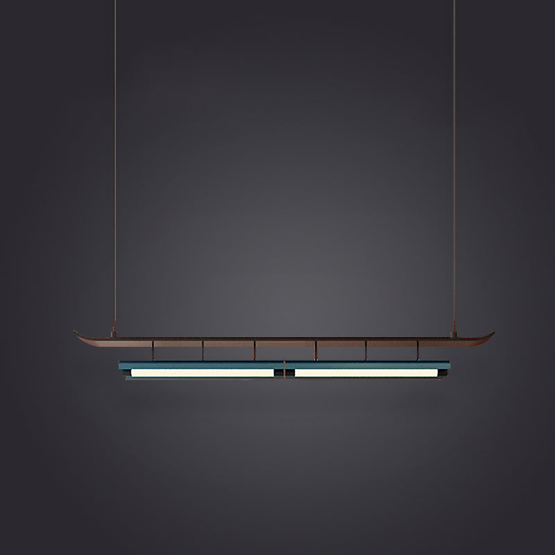 Holz linearer Deckenheize chinesische moderne Inselbeleuchtung für Bar