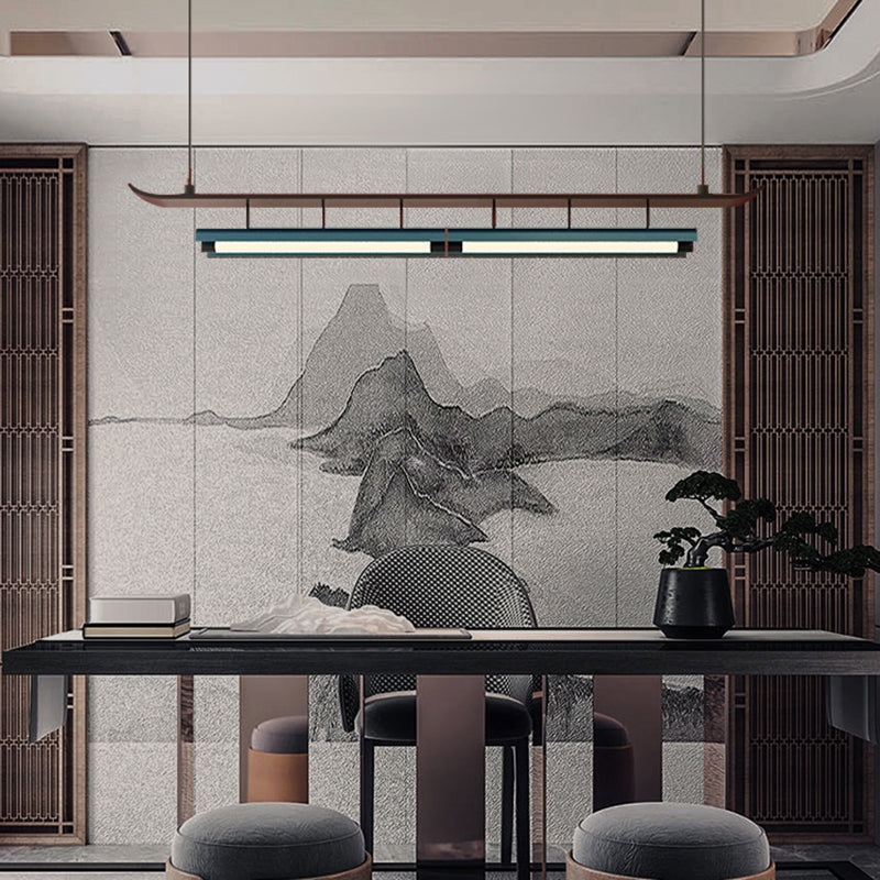 Holz linearer Deckenheize chinesische moderne Inselbeleuchtung für Bar