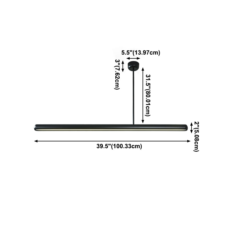 Modern Minimalist Linear Island Pendant Lights Metal 1 Light Chandelier Lighting