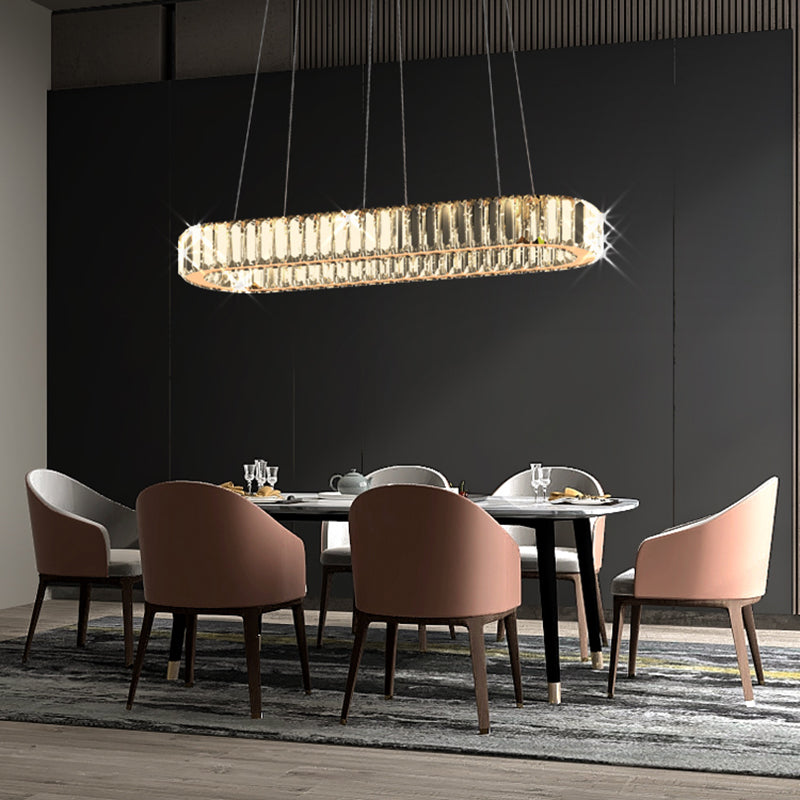 Iluminación colgante lineal luz colgante contemporánea con sombra de cristal para comedor