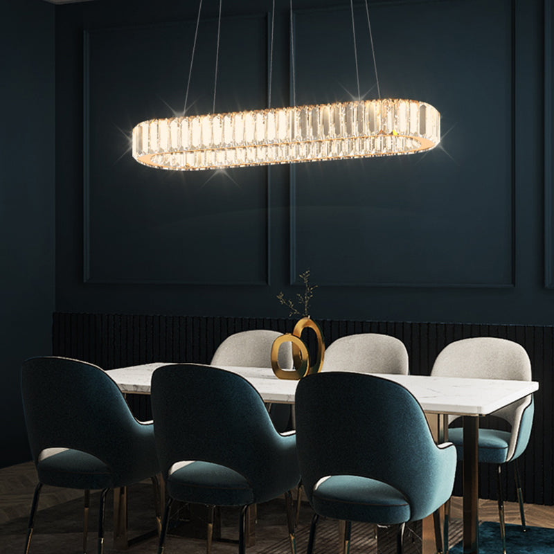 Iluminación colgante lineal luz colgante contemporánea con sombra de cristal para comedor