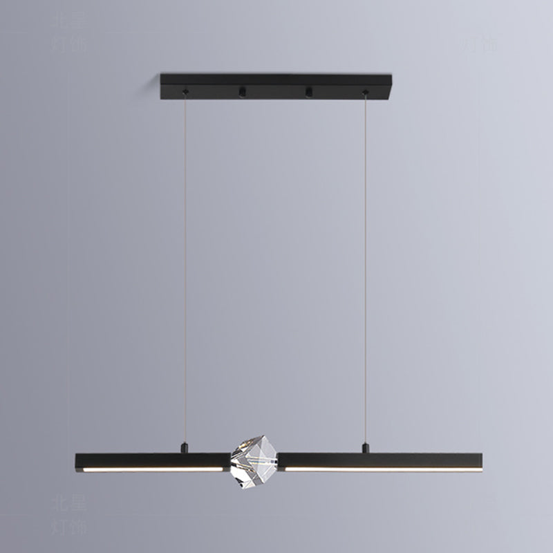 Lámpara moderna lámpara de lámpara de luz de metal lineal con cristal
