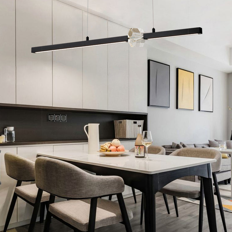 Lámpara moderna lámpara de lámpara de luz de metal lineal con cristal