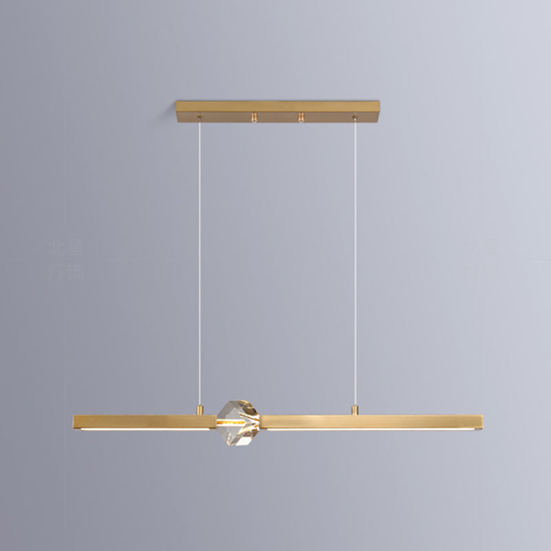 Lámpara moderna lámpara de lámpara de luz de metal lineal con cristal